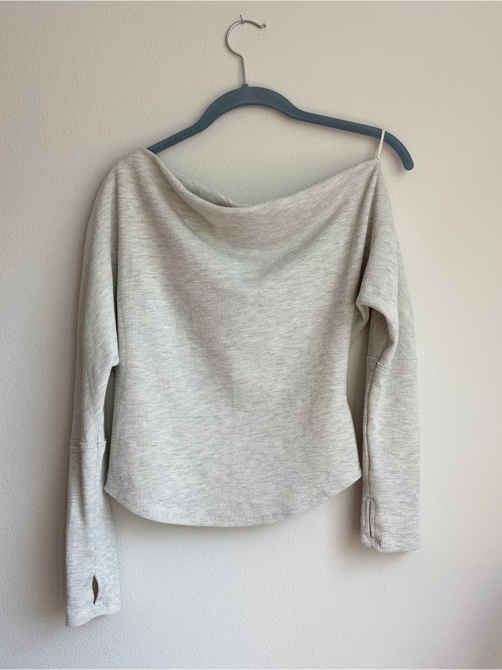 We The Free Light Gray Waffle Knit Top